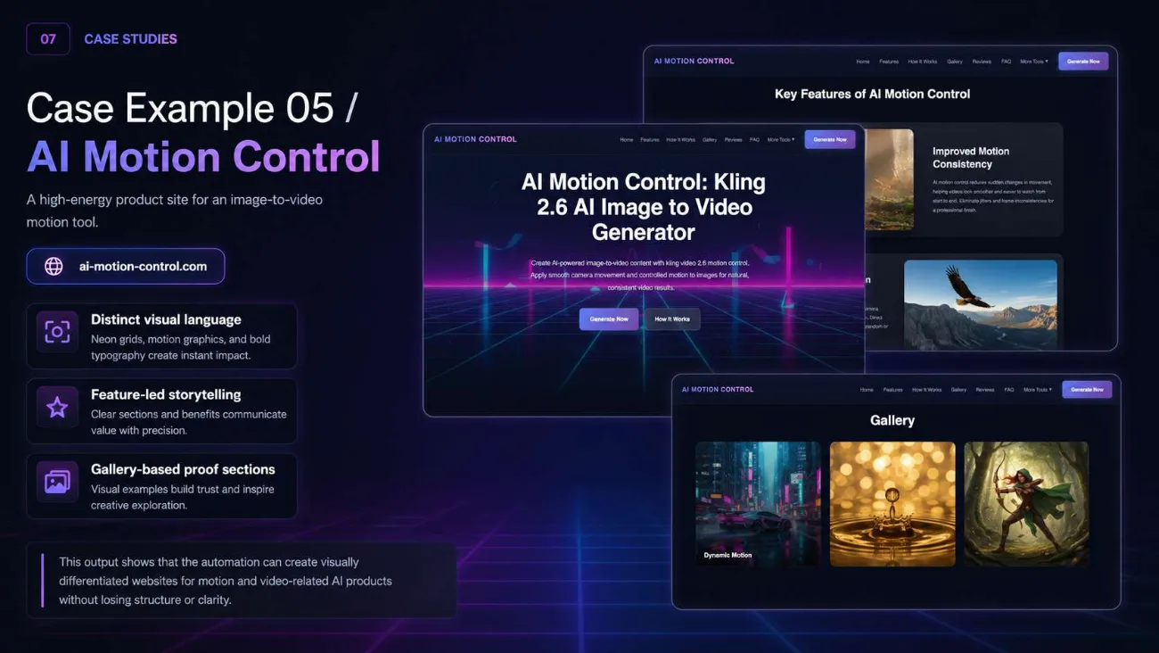 AutogeniX | Multi-Agent Website Generator: Neon motion product site