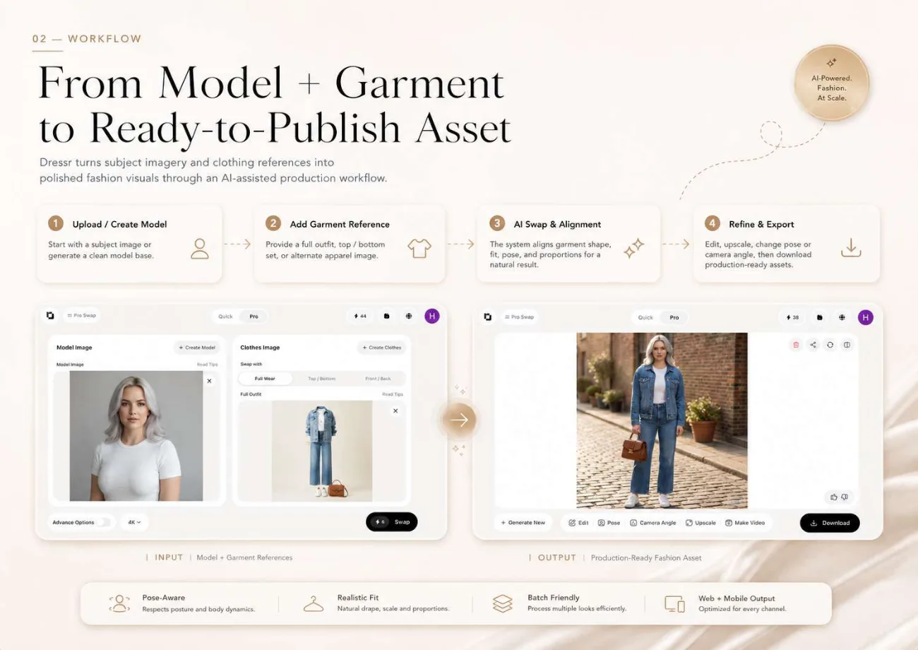 Dressr | AI Virtual Try-On Platform: Model and garment workflow
